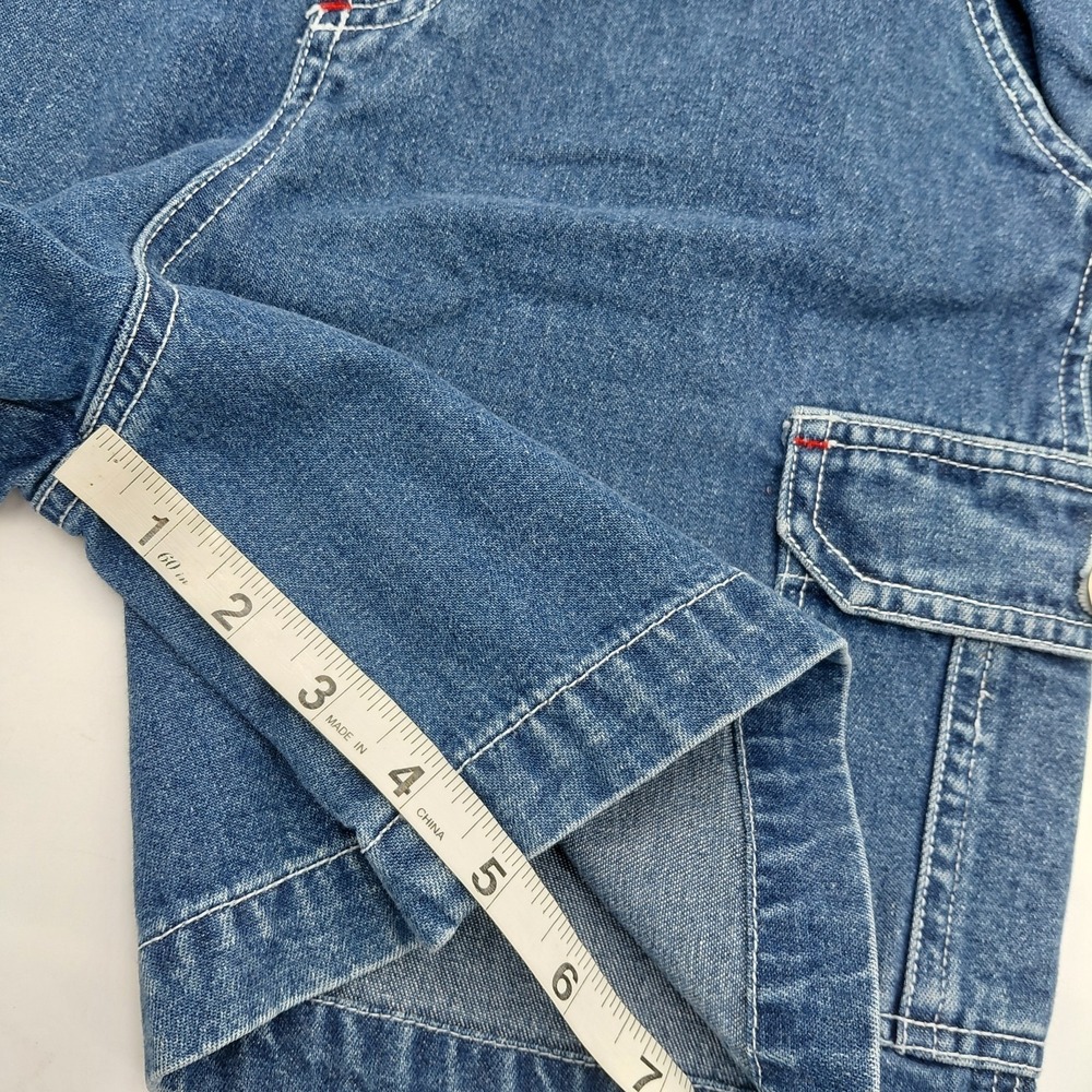 Vtg Looney Tunes Denim Overall Shorts Youth L 10/12 Tweety Sylvester 90s Y2K - Picture 9 of 10